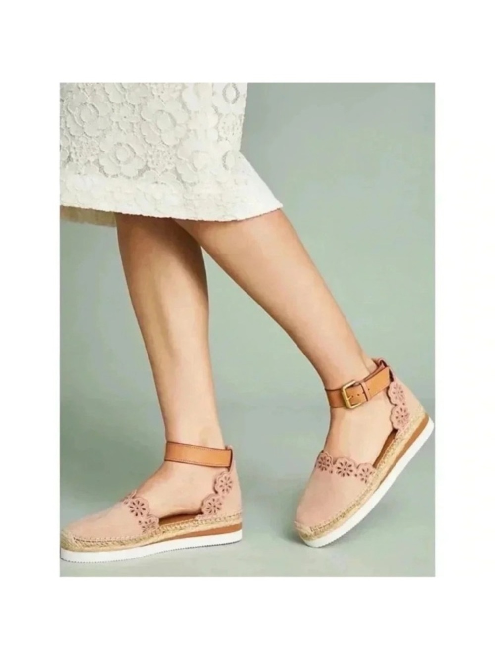 See By Chloe Glyn Suede Espadrille Cipria Color Size 8 Boho Cottage Feminine